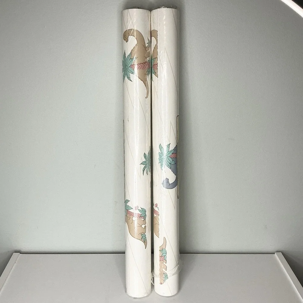 Vintage Lennon Dinosaur Nursery Wallpaper‎ 56 Sq Ft Vinyl Kid Pre-pasted 2 Rolls